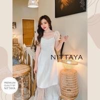ราคา เดรส สีขาว ระบายชายกระโปรง size S ป้าย Nittaya (14797485114)