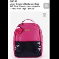 ราคา Juicy Couture Hot Pink Backpack with Black Sequins (7932351382)