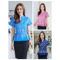 ราคา เสื้อลายขอพระราชทาน คอจีนเอวจีบ (21670808400)