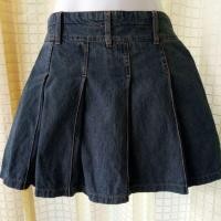 ราคา #มือสองสภาพดี กระโปรงยีนส์อัดกรีบ #สีสนิม (7208308962)