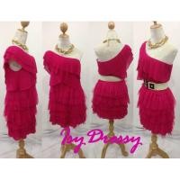 ราคา ชุดราตรีสั้น สีชมพูบานเย็น เปิดไหล่ข้างเดียว ชุดเล่นเป็นชั้นๆ ด้วยผ้าชีฟองอัดกลีบเล็กและผ้าโปร่งสวยงาม (644070243)