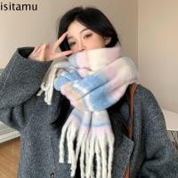 ราคา Isitaft ผ้าพันคอพู่ขนสัตว์ยาว, สไตล์เกาหลี Thicken ฤดูหนาวผ้าพันคอแคชเมียร์, แฟชั่น Coldproof Casual Luxury ผู้หญิงแคชเมียร์ผ้าคลุมไหล่หญิง (28770818345)