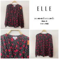 ราคา เสื้อแฟชั่นแขนยาวพิมพ์ลาย แบรนด์ ELLE (เสื้อมือสองสภาพดี) (26356461418)