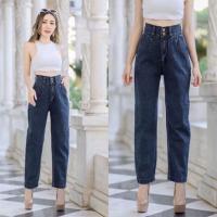 ราคา กางเกงยีนส์ทรงบอยเอวสูง มือ 1 ไซส์ L สีดำฟอก (25228571770)