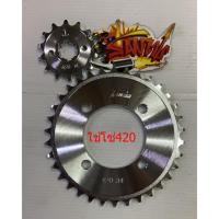 ราคา เลือกได้ สเตอร์หน้า+สเตอร์หลัง เลส Y100/JR/เฟรช/สปาร์ค110/RXS/VR (420)13/14/15-32/34/36 1ชุด2ชิ้น (5847298808)