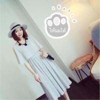 ราคา ชุดคลุมท้องผ้าชีฟองสีเทา มีซิปเปิดให้นมได้ กระโปรงอัดพลีท ชุดนี้ใส่ออกงานได้ค่ะ (987604336)