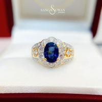 ราคา ส่งฟรี เเหวนพลอยไพลินแท้ล้อมเพชรแท้ เรือนทองแท้ สง่าสุวรรณ ขายคืนได้ราคาดี มีใบรับประกัน RGR950CNJ (27570466663)