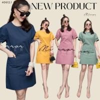 ราคา Mirrorsister 40612.1 เดรสทรงเรียบเก๋เบสิค แขนสั้นคอกลม ช่วงแขนจับจีบทวิส ความยาวเหนือเข่ากำลังดี มีดีเทลกระเป๋าหน้าคู่ (3995963877)