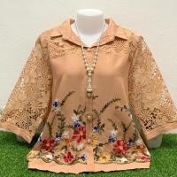 ราคา อก48-52นิ้ว ใส่ได้ เสื้อลูกไม้กระดุมหน้า (23336940914)