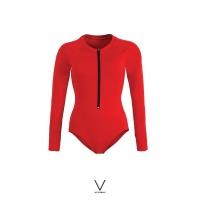 ราคา SS2024 RED UV BODYSUIT บอดี้สูทแขนยาว สี แดง ใส่ว่ายน้ำ มีฟองน้ำในตัวผ้าหนา กัน UV UPF 50+ (25614557061)