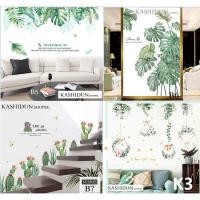 ราคา แมวน่ารักตกแต่งบ้าน ใบไม้สีเขียว INSสติกเกอร์ติดผนัง วอลเปเปอร์ ลายการ์ตูนน่ารัก สำหรับตกแต่งอุปกรณ์ตกแต่งผนัง (5056067203)
