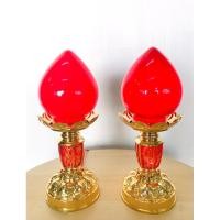 ราคา โคมเทียนไฟฟ้า (ตูม) สีแดง ขนาด 9 นิ้ว (ราคาต่อคู่) (24558987973)