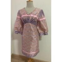 ราคา เดรสผ้าไทยฟรุ้งฟริ้งสีม่วง#สาวอวบ (22156603779)