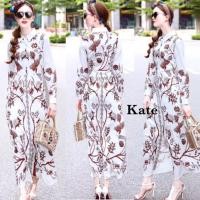ราคา เดรสยาว ดีไซส์เกร๋ งานป้าย แบรนด์ D&G ดีเทล เดรสยาวทรงตรง คอปก แขนยาว ปริ้นลายกิ่งไม้สีน้ำตาลตัดตัวชุดสีขาว (665979038)