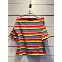 ราคา เสื้อปาดไหล่แขนสั้นมือ1!! สีรุ้ง (24335588846)