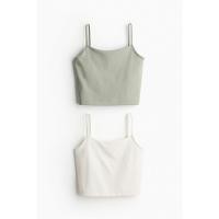 ราคา H&M Woman 2-pack integral-bra sports tops 1222249_1 (29701767412)