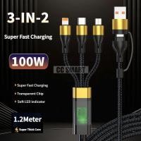 ราคา 100W 3 in 2 Super FAST CHARGE CABLE Type C USB A ถึง Micro USB L Type-C สายชาร์จแฟลชสำหรับ14/13/12/11 /x/ 8/7/6 Samsung Data CABLE (27856692583)