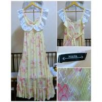 ราคา เดรสยาวระบายอก เดรสโบว์ ผ้าปักตาราง สีเหลือง งานป้าย Napa มือ1 ฟรีไซส์ สาวอวบใส่ได้ (17367964213)