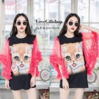 ราคา มินิเดรสลายน้องเมี้ยวแอ๊บแบ๊ว แต่งแขนฟรุ้งฟริ้ง (894254065)