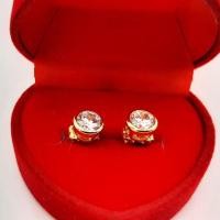 ราคา ต่างหู เพชร หุ้มเศษทองเเท้ 99.99 ประดับเพชรสวิส CZ แท้ 100% ตัวเรือน ทองเเท้ 8K ขนาด 3.5 mm รับประกัน 3 ปีเต็ม (8354100848)