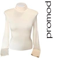 ราคา Promod เสื้อยืดแขนกุดคอเต่าสีครีม ผ้านิ่มยืด SA28 (25452796872)