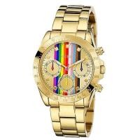 ราคา F.A ของแท้100% GUESSธงความภาคภูมิใจที่รวมไว้ประดับหน้าปัดและสายนาฬิกาโทนสีทอง นาฬิกาผู้หญิง GW0433L1 (23043013346)