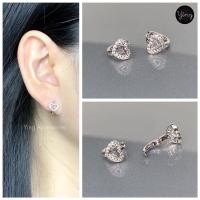 ราคา ต่างหูห่วงเล็กเพชรล้อมหัวใจ ขนาดห่วง 8 mm (17960440321)