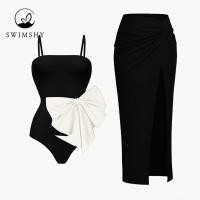 ราคา แฟชั่นบิกินี่2023สีทึบโบว์ B Eachwear One P Iece ชุดว่ายน้ำ Push Up ชุดว่ายน้ำสตรีวันหยุดชายหาดชุดเปลือย (25324027397)