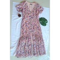 ราคา เดรสลายดอก งานป้าย Twins shop ข้างหลังผูกโบว์ได้ ชุดไปงานแต่งงานสีชมพู (7063887075)