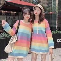 ราคา SALERainbow sweater เสื้อแขนยาวไหมพรมสีรุ้ง มีแบบฮู้ดและไม่ฮู้ด ใส่สวยมาก ผ้านิ่ม ไม่คัน (3301371903)