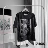 ราคา เสื้อวินเทจ สกีนลายDIOR ผ้าคอตตอนฟอกดำแท้100% งานป้ายแท้100% (15894529837)