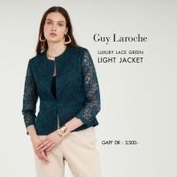 ราคา Guy Laroche woman's jacket Luxury Lace light jacket แจ๊คเก็ตผู้หญิง คอกลม แขนสามส่วน สีเขียว GAFFDR (22755330287)