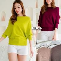 ราคา 6.6(อก 44")เสื้อไหมพรมเนื้อเย็นคอปาด ทรงปีกค้างคาว 082 ทอลายขวาง (22337563355)