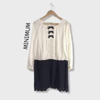 ราคา ชุดเดรสแขนยาว เดรสสั้นสีขาว-ดำ Dress(woman) ญี่ปุ่น มือสอง (19781067884)