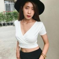 ราคา เสื้อครอปแขนสั้นไขว้หน้า (1433928437)
