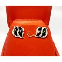 ราคา ต่างหูนิลแท้ เงินแท้925 ชุบทองคำขาวแท้พลอยขาว นิลแท้กาญจนบุรี (9652899164)