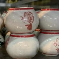 ราคา แก้วน้ำลายนกขนาดใหญ่ ขอบแดง1คู่ (28068540605)