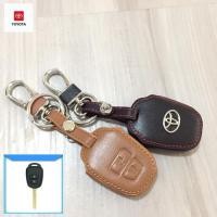ราคา ซองหนังแท้ ใส่กุญแจรีโมทรถยนต์ รุ่นดอกกุญแจโลโก้เหล็ก Toyota Vios,Yaris,Commuter 2-3 ปุ่ม (2107488877)