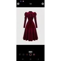 ราคา เดรส Shein กำมะหยี่สีแดงไวน์ M (28273117466)
