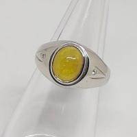 ราคา แหวน บุษราคัม Yellow sapphire พลอยแท้ ตัวเรือนเงินแท้ 925 ผู้ชาย เท่ย์ เก๋ (5934859461)