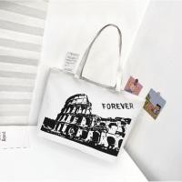 ราคา กระเป๋าผ้า สะพายไหล่ สกรีนลายน่ารักๆ ผ้าแคนวาส มีซิป กระเป๋าถือ ไปเที่ยว ไปเรียนพิเศษสวยๆ จุของได้เยอะ ขนาด 43 x 32 cm. (8600066071)