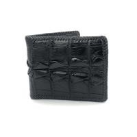 ราคา กระเป๋าสตางค์ สีดำ หนังจระเข้แท้ ถักขอบหนังวัว ส่วนหาง หนังแท้ Crocodile skin wallet สวย ดูดี ใช้ทน สำหรับคุณผู้ชาย (8613375696)
