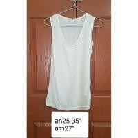 ราคา สินค้ามือสอง เสื้อแขนกุดสีขาว มีไข่มุกประดับ ผ้าบาง ใส่สบาย (ของต้องมีในตู้เสื้อผ้า อย่ารอช้านะค่ะ) (1789835026)