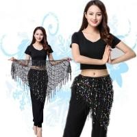 ราคา โซ่เต้นรำท้องเอวเข็มขัดเอวผ้าพันคอสำหรับผู้หญิงฝอยกระโปรงสามเหลี่ยมผ้าพันคอเลื่อมเข็มขัดเอวกระโปรง (26459193343)
