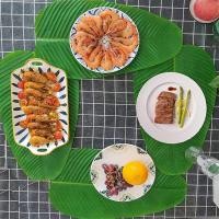 ราคา ใบตองปลอม ใบตองเทียม ใบตอง เหมือนของสด ตามธรรมชาติ แผ่นรองจานถ่ายภาพ ใบตองเทียมรองอาหาร ตกแต่งร้าน พร๊อพถ่ายรูป ใบตอง (24240863892)