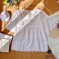 ราคา เสื้อคอตตอนแขนสั้นปักลายฉลุทั้งตัว แบรนด์ earth music & ecology (18081147615)