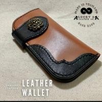ราคา lucky8leather กระเป๋าสตางค์ หนังแท้ กระเป๋าตัง กระเป๋าหนัง biker wallet handmade vintage วินเทจ เย็บมือทั้งใบ (24634647066)