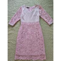 ราคา ชุดเดรสสีชมพูกะปิ แขนผ้าลูกไม้ กระโปรงผ้าลูกไม้ (25863553176)