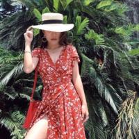 ราคา เดรสแดงป้ายหน้าลายดอก (2447435661)