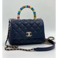 ราคา New Chanel Coco 7.5” Goatskin & Gold-Tone Metal Navy (7285261001)